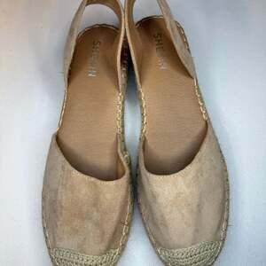 SHE & IN Tan Faux Suede Espadrille Slingback Flats Size 10